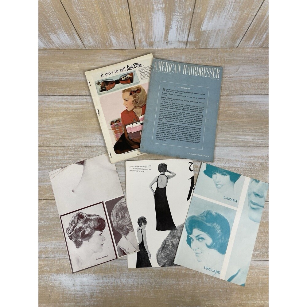 Lot Of 2 American Hairdresser Magazines 1964 & 65 With 3 Posters *missing Covers